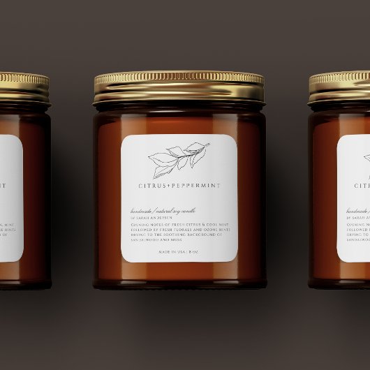 Minimalistisch  kaarsenetiket vierkante sticker