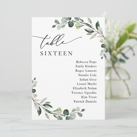 Minimalistisch Kaart van de Greenery Wedding Seati (Staand voorkant)