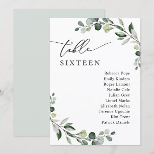 Minimalistisch Kaart van de Greenery Wedding Seati