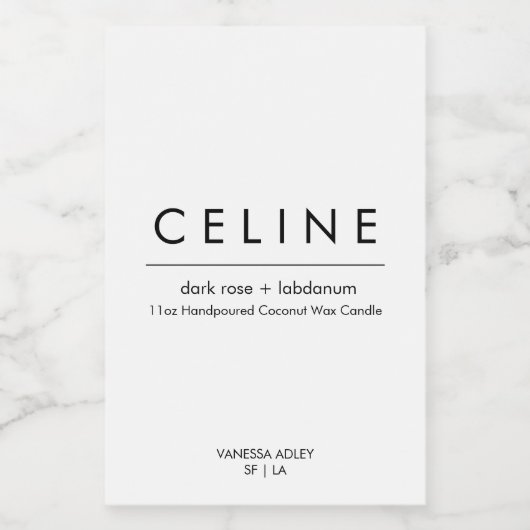 Minimalistisch kaartenlabel elegant zwart-witcadea voedselcontainer etiket (Enkel label)