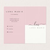 Minimalistisch kalligrafen voor roze en witte kall visitekaartje (Buitenkant ongevouwen)