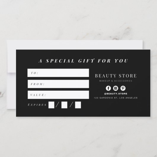 Minimalistisch kalligrafie cadeaubon (Achterkant)