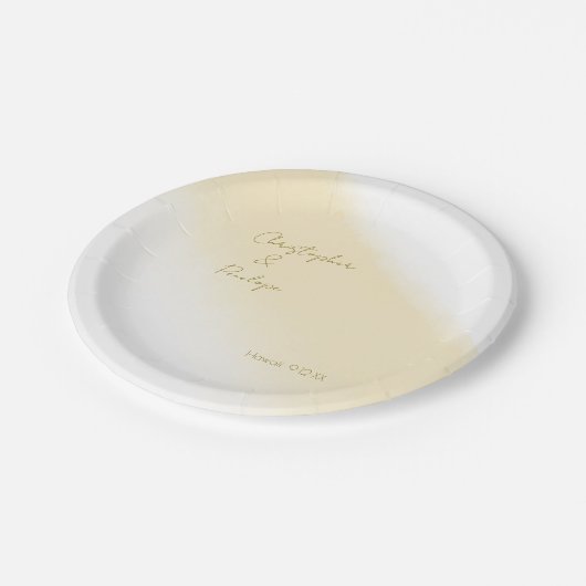 Minimalistisch kalligrafie Gold Waterverf Wedding Papieren Bordje (Gekanteld)
