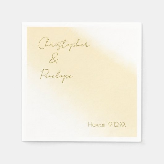 Minimalistisch kalligrafie Gold Waterverf Wedding Servet (Voorkant)