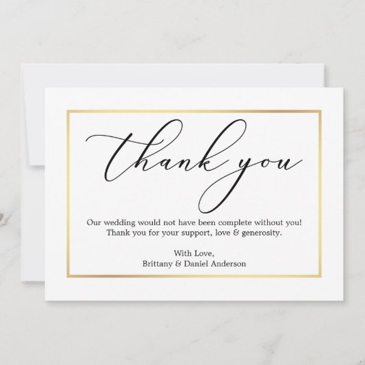 Minimalistisch kalligrafie Goud Hartelijk dank Kaart (Voorkant)