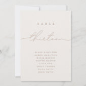 Minimalistisch kalligrafie Ivoor Tafelnummer (Achterkant)