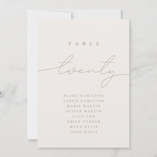 Minimalistisch kalligrafie Ivoor Tafelnummer (Voorkant)