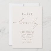 Minimalistisch kalligrafie Ivoor Tafelnummer (Achterkant)