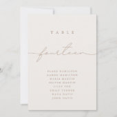 Minimalistisch kalligrafie Ivoor Tafelnummer (Voorkant)