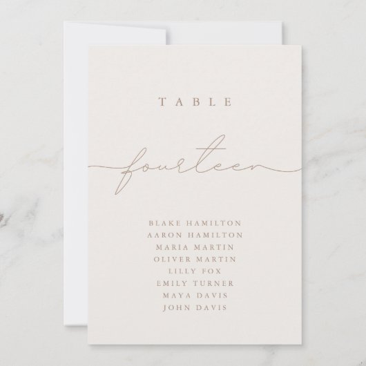 Minimalistisch kalligrafie Ivoor Tafelnummer (Achterkant)