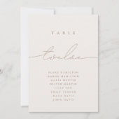 Minimalistisch kalligrafie-ivoor Twaalf-tabelnumme (Voorkant)