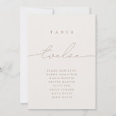 Minimalistisch kalligrafie-ivoor Twaalf-tabelnumme (Achterkant)