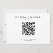Minimalistisch kalligrafie-script met QR-code Save The Date (Achterkant)