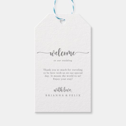 Minimalistisch kalligrafie Silver Wedding Welkom Cadeaulabel (Voorkant)