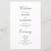 Minimalistisch kalligrafie wit bruiloft programma (Voorkant)