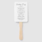 Minimalistisch kalligrafie wit bruiloft programma handwaaier (Achterkant)