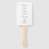 Minimalistisch kalligrafie wit bruiloft programma handwaaier (Voorkant)
