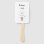 Minimalistisch kalligrafie wit bruiloft programma handwaaier (Voorkant)