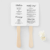 Minimalistisch kalligrafie wit bruiloft programma handwaaier (Voorkant en achterkant)