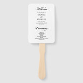 Minimalistisch kalligrafie wit bruiloft programma handwaaier (Voorkant)