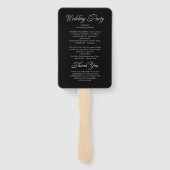 Minimalistisch kalligrafie zwart bruiloft programm handwaaier (Achterkant)