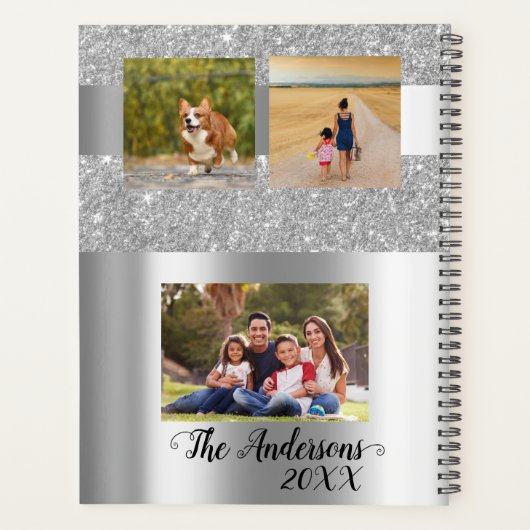 Minimalistisch kalligrafiefamilie Silver Planner (Achterkant)