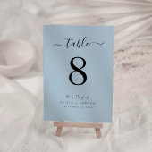 Minimalistisch kalligrafiekscript Stusty Blue Wedd Kaart