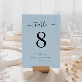 Minimalistisch kalligrafiekscript Stusty Blue Wedd Kaart