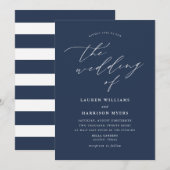 Minimalistisch kalligrafienblauw | Weddenschap Kaart (Voorkant / Achterkant)