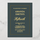 Minimalistisch kalligrafiescript 50ste verjaardag folie uitnodiging (Voorkant)