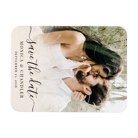 Minimalistisch kalligrafiescript Foto sparen de Da Magneet (Horizontaal)