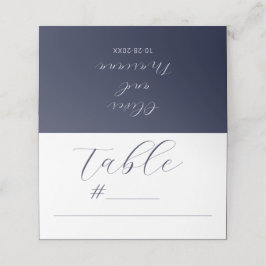 Minimalistisch kalligrafiescript Navy Blue Wedding Plaatskaartje