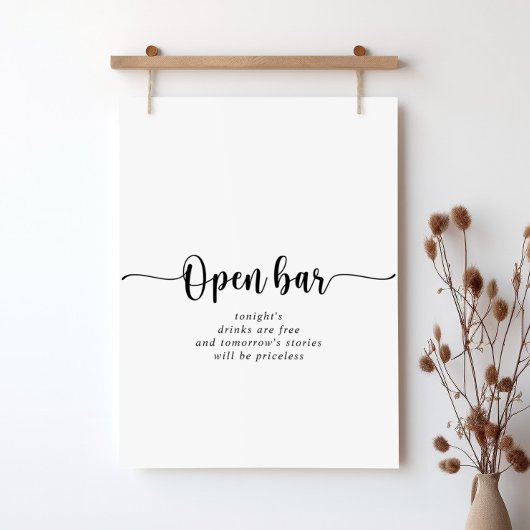 Minimalistisch kalligrafiesnop voor open borden poster