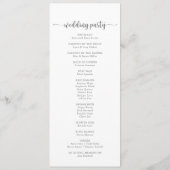 Minimalistisch kalligrafiesSilver Wedding Program Programmakaart (Achterkant)
