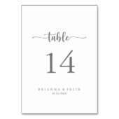 Minimalistisch kalligrafietabel Silver Wedding Tab Kaart (Voorkant)