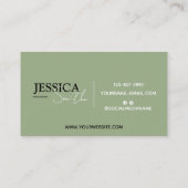 Minimalistisch kalligrafisch script Boho Sage Gree Visitekaartje (Achterkant)