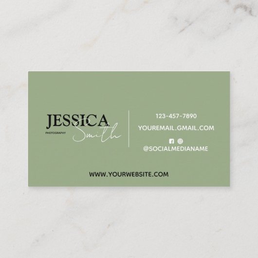 Minimalistisch kalligrafisch script Boho Sage Gree Visitekaartje (Achterkant)