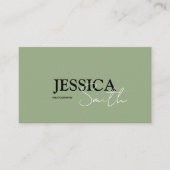 Minimalistisch kalligrafisch script Boho Sage Gree Visitekaartje (Voorkant)