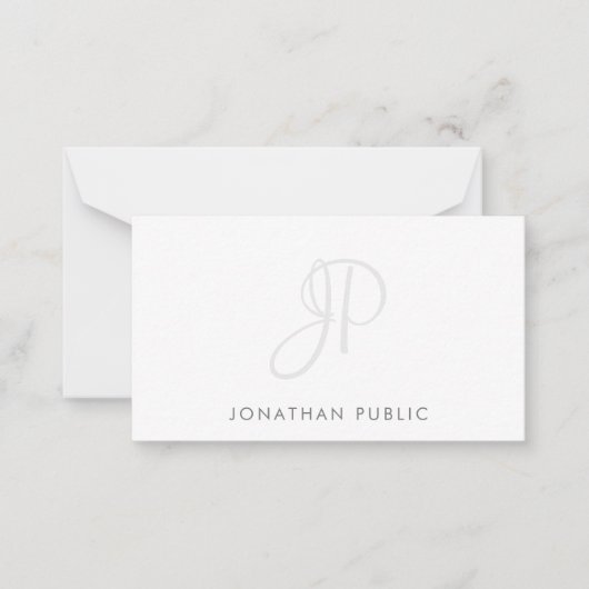Minimalistisch kalligrafische monogram Eenvoudige  Notitiekaartje (Voorkant)