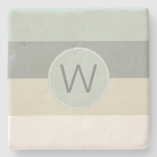 Minimalistisch kalmerend Stripes Patroon met Monog Stenen Onderzetter (Voorkant)