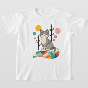 Minimalistisch kat ontwerp T-shirt