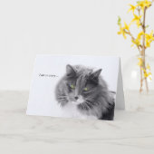 Minimalistisch kat Sympathie Kaart (Gele Bloem)