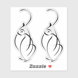 Minimalistisch kat tattoo. 2 witte gerande sticker