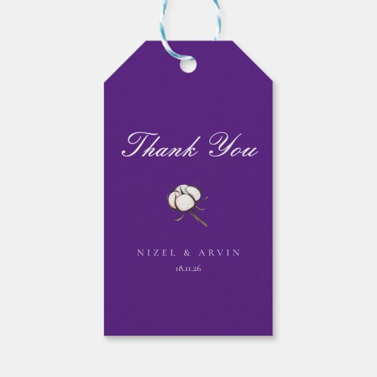 Minimalistisch katoenen donker levendige Paarse br Cadeaulabel (Achterkant)