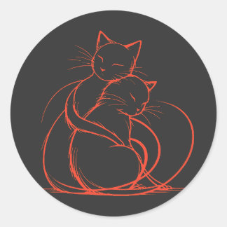 Minimalistisch kattenknuffelontwerp - Schattige ka Ronde Sticker