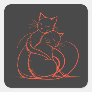 Minimalistisch kattenknuffelontwerp - Schattige ka Vierkante Sticker