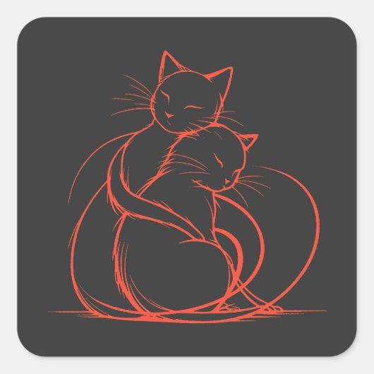 Minimalistisch kattenknuffelontwerp - Schattige ka Vierkante Sticker (Voorkant)