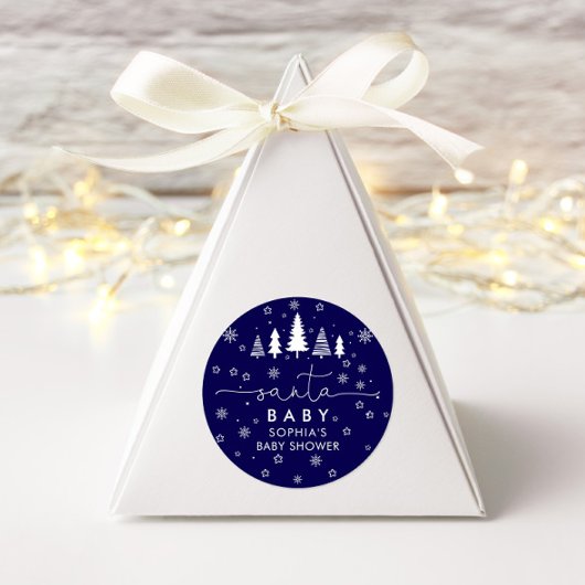 Minimalistisch kerst Baby shower Ronde Sticker