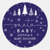 Minimalistisch kerst Baby shower Ronde Sticker (Voorkant)