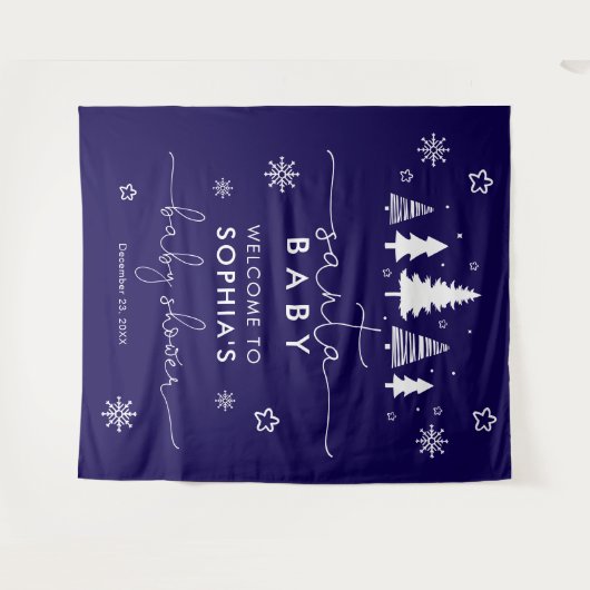 Minimalistisch kerst Baby shower Wandkleed (Voorkant (horizontaal))